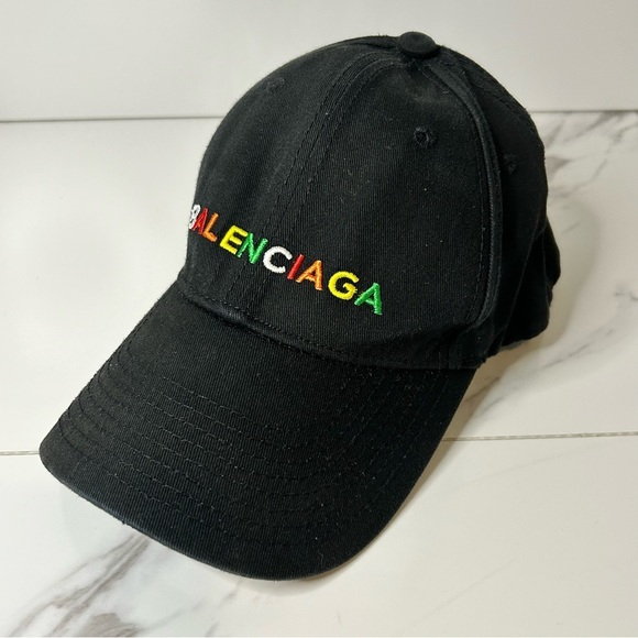 Balenciaga Black Cap with Multicolor Logo